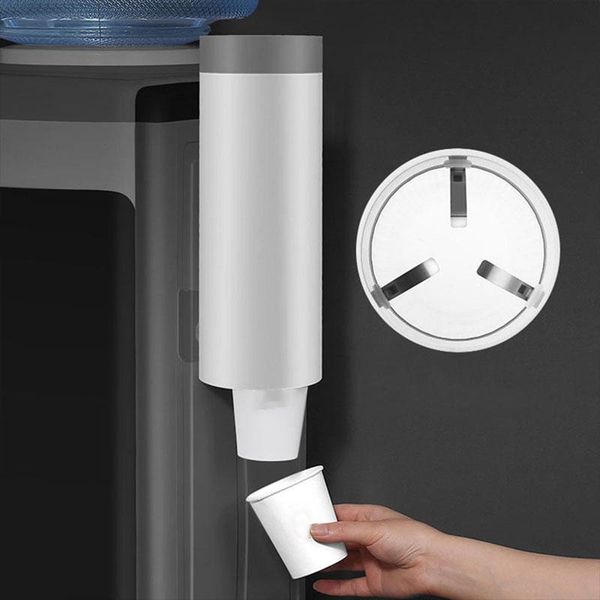 

hooks & rails nordic style wall mount disposable paper cup dispenser pull type plastic holder anti-dust storage rack for office