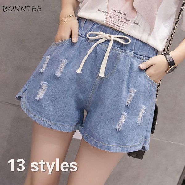 

shorts women elastic waist plus size 7xl hole wide leg casual loose korean fashion vintage female daily womens all-match leisure women', White;black