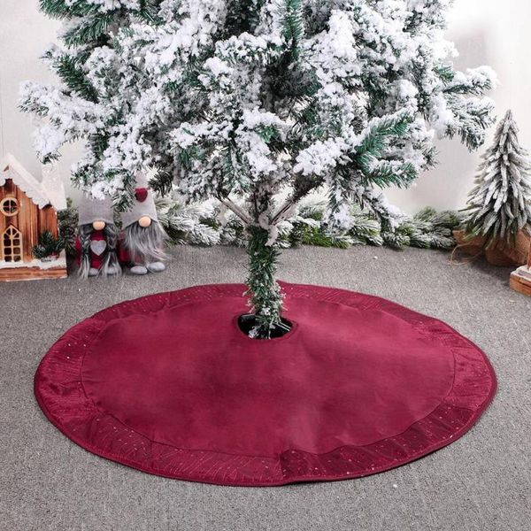 

christmas decorations high-end round thick red embroidery sequin tree skirt xmas mat base decoration el shopping mall home ornament