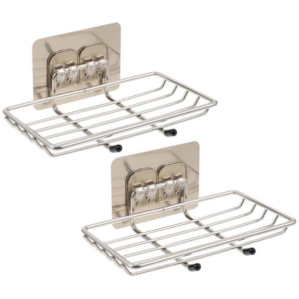 

soap dishes 2pcs wall mounted box punch drain rack holder with hook