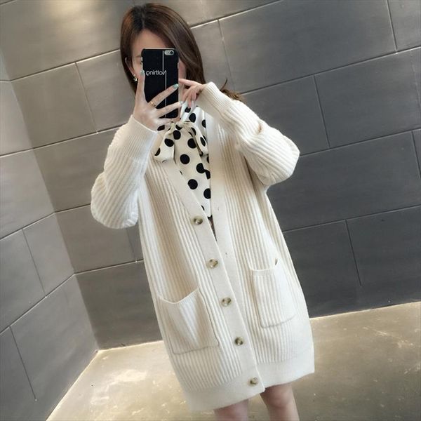 

womens knitwear thick jacket women sweaters fall oversized loose korean style single breasted winter cardigan sweater ropa mujer, White;black