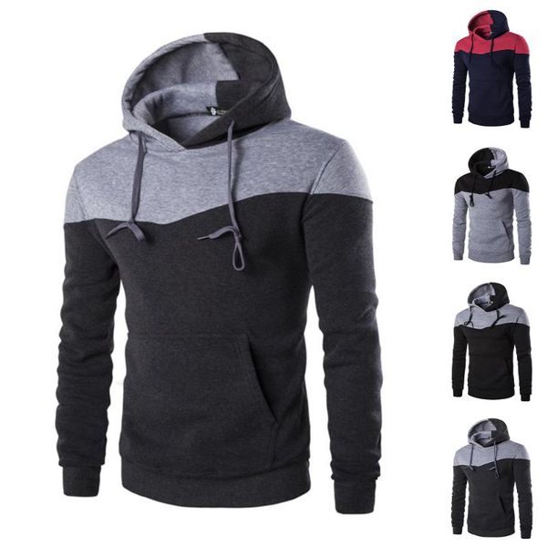 

men's hoodies & sweatshirts casual pocket hoodie sports sweatshirt hooded pullover slim fit outwear, Black