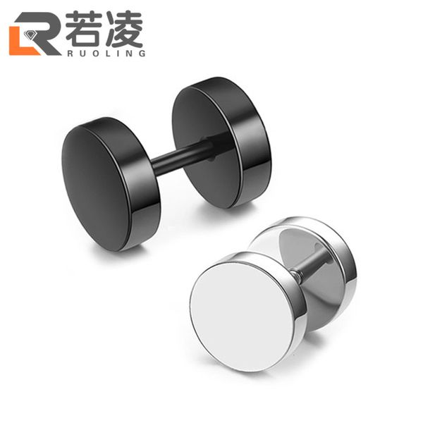 

ruoling net red dumbbell simple personalized earrings round black thread girls'