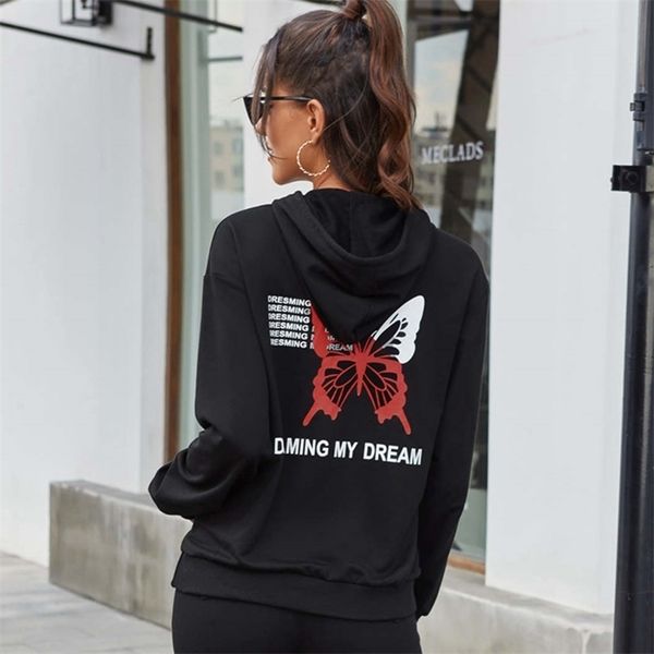 

fashion oversized letter butterfly graphic hoodies sweatshirt pullover e-girl 90s streetwear black loose long jacket winter 210530