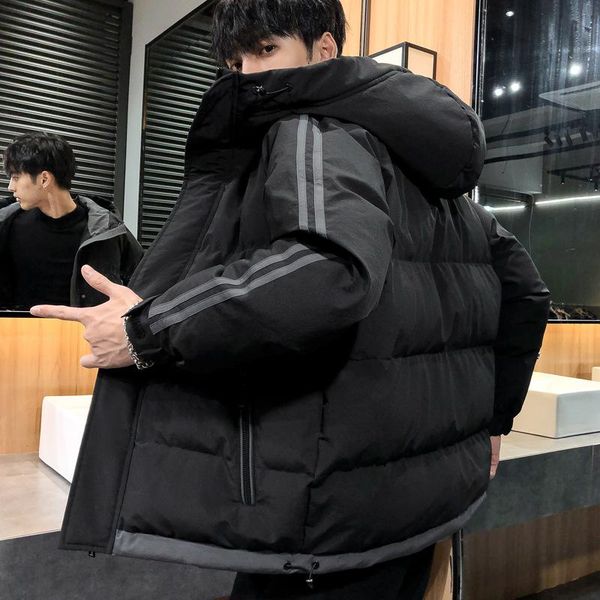 

men's jackets cotton padded jacket winter cotton-padded loose large size hooded to keep warm, Black;brown