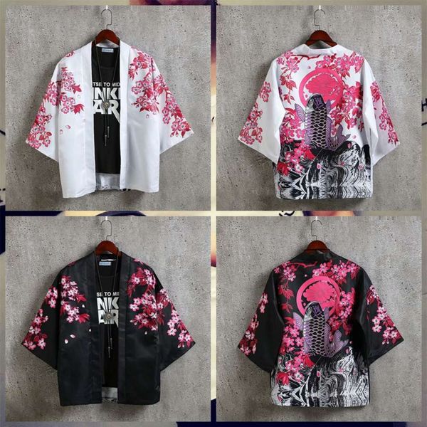 

men's casual shirts shirtsummer men's short sleeve shirt chinese style daopao large loose hanfu 7 4 cardigan kimono thin jacket f7, White;black