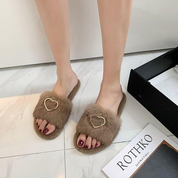

women slippers winter shoes flat sweet home woman indoor fur warm soft slip on autumn female short plush, Black