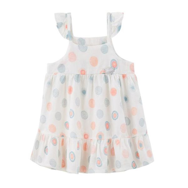 

girl's dresses summer toddler infant baby girls dress sleeveless geometry pattern printed cotton casual fashion clothes, Red;yellow