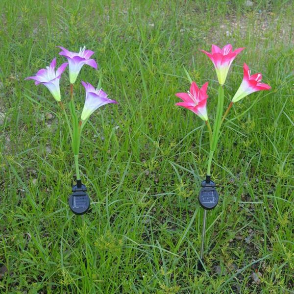 

lawn lamps 3 heads solar lantern led decorative outdoor lamp flower lily garden