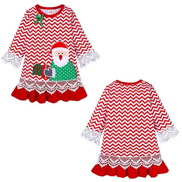 

christmas dress for toddler girls kids santa claus costume outfit girls long sleeves shirt eve christmas thanksgiving clothes 210413, Red;yellow
