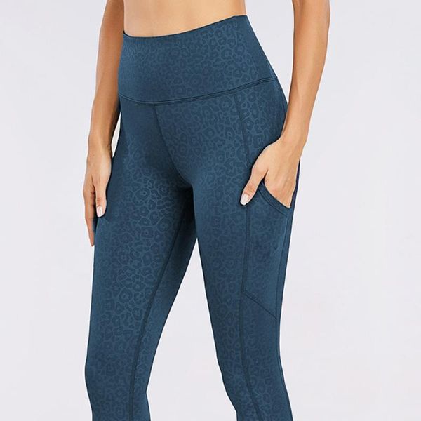 

women's leggings leopard print snakeskin slim high waist with 2 side pockets gym fitness athletic legging workout leggins, Black