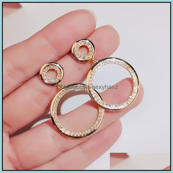 

dangle & chandelier earrings jewelry s1269 fashion s925 sier post rhinstone double circel stud drop delivery 2021 xpgc6, Silver