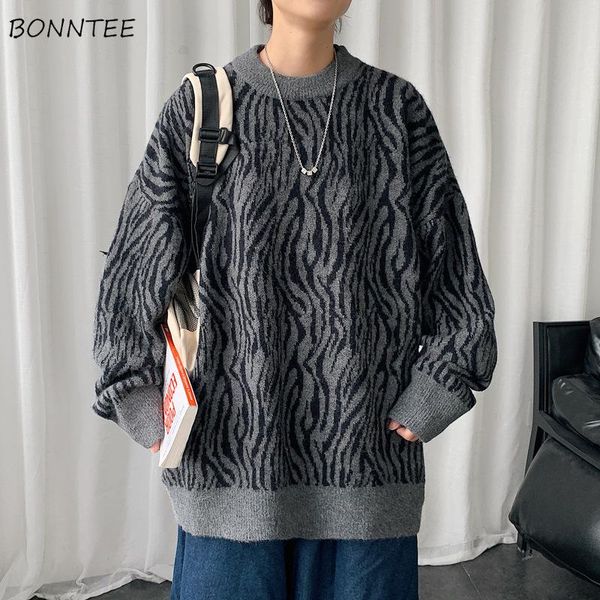 

men's sweaters zebra striped pullovers men harajuku fashion knitted winter cozy comfortable loose casual jumpers ropa de hombre trendy, White;black