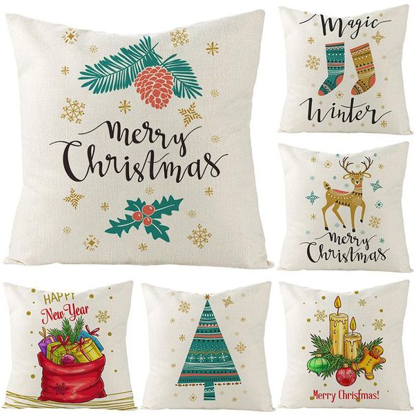 

cushion/decorative pillow living room sofa cushion cover pillows cross border linen case custom 2021 cartoon print christmas