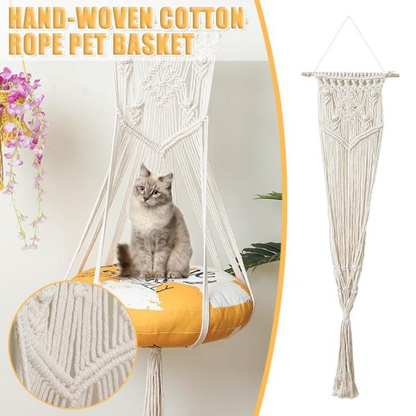 

1pc cat and dog hanging basket pure handmade cotton woven tapestry supplies pet litter for pets beds & furniture