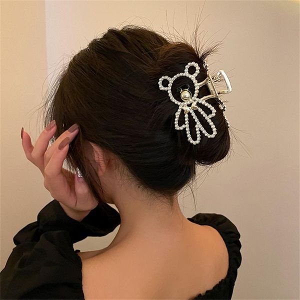 

hair clips & barrettes accessories fashion bear rhinestone headwear crystal hairpins hairgrip clamps, Golden;silver
