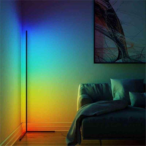 

modern simple led line rgb, nordic wall corner lamp, bedroom atmosphere dimming floor lamp