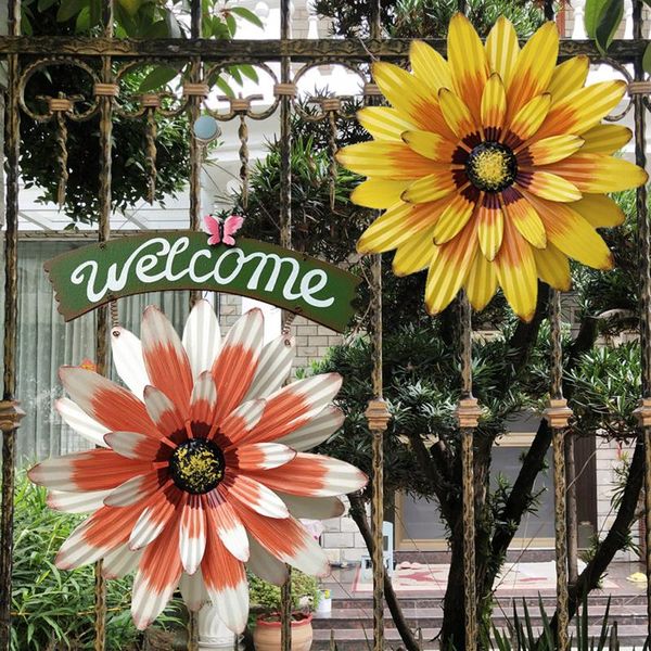 

decorative flowers & wreaths pendant 3d flower shaped iron artware hanging decorations for garden courtyard