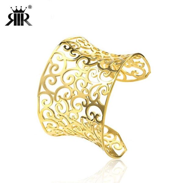 

stainless steel gold bangle bracelet fashion simple wave shaped open bangles cuff jewelry for women, Black