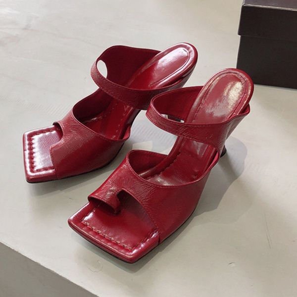 

official website 70% off outlet prova perfetto slippers clip-on square toe party woman flip flops high heel shoes zapatos de mujer sale, Black