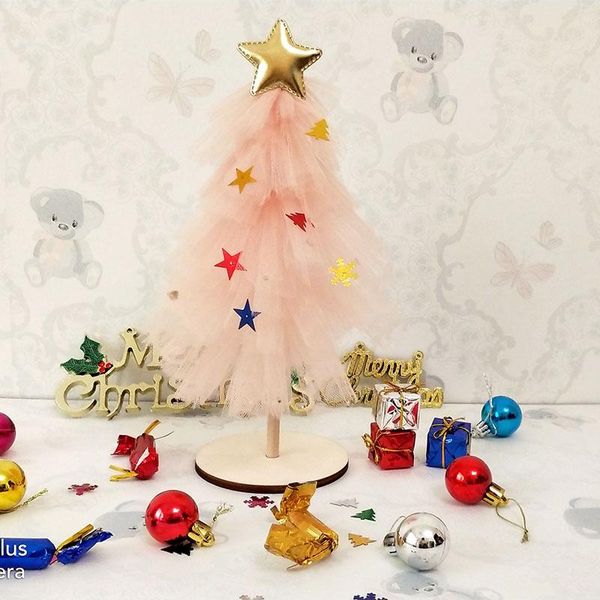 

christmas decorations 25cm gauze pink tree home decoration gifts for kids xmas decor supplies kw44