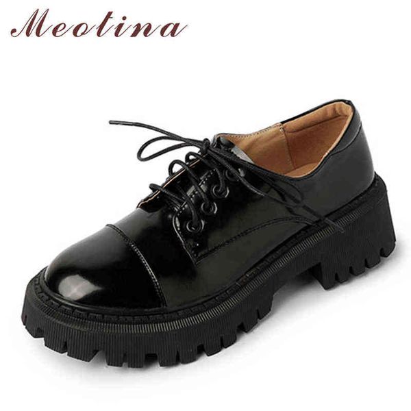 

women's flat shoes thick high heels shoelaces and round head black 2 9