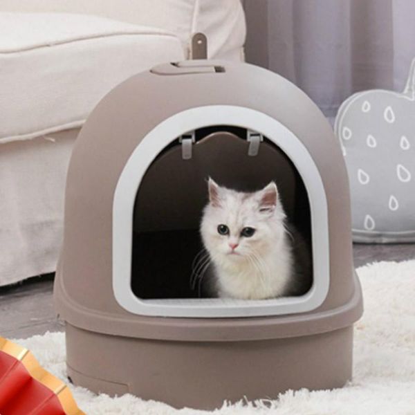 

other cat supplies round closed self cleaning litter basin brown training kitten shovel katze wc portable pet accessories large mm60msp