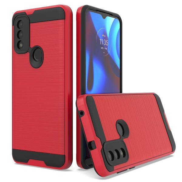 Dual Layer Capas de Armadura Slim para Motorola Moto G Pure 2021 Edge 20 Lite G50 5G G60 E7 Power E7i Um ACE G30 G20 G10 G Stylus Play Case Escova Capa Hard