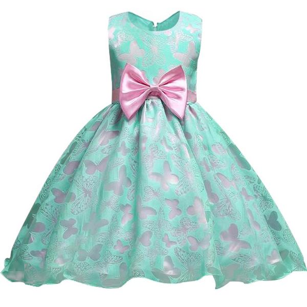 

style summer baby girl butterfly flower dress for wedding girls party with bow clothi girl's dresses, Red;yellow