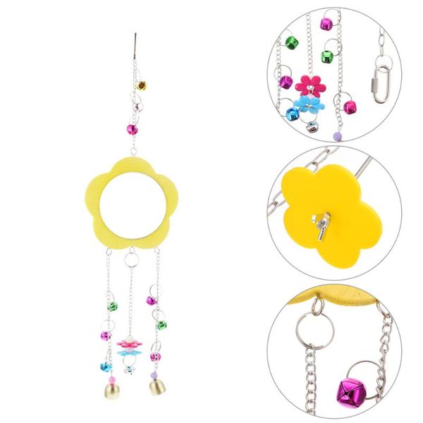 

forks 1 set of 3 pcs parrot mirrors pet chicken toys hanging mirror cage accessory