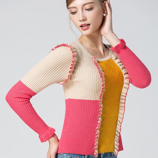 

women's sweaters high-end plaid women and pullovers sueter mujer invierno 2021 contrast colorful knitted sweater truien dames d6719642, White;black