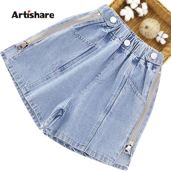

jeans girl heart pattern short for girls summer kid casual style children's clothing 6 8 10 12 14, Blue
