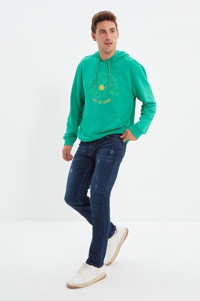 

men's jeans trendyol male slim fit harrow destroylu tmnaw22je0510, Blue