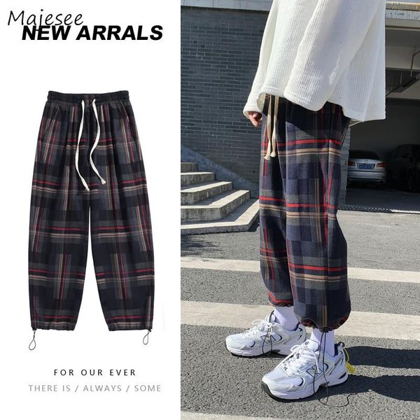 

men's pants casual men drawstring vintage designed elastic waist summer cozy japanese style high street teenagers trousers harajuku, Black