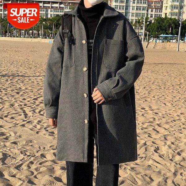 

yemi fashion|coat men's hong kong style mid-length casual jacket korean trend woolen trench coat #q563, Black;brown
