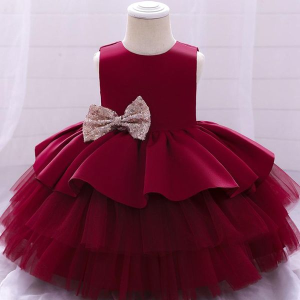 

girl's dresses toddler girls tutu dress sleeveless little princess party ball gown flower mid-length formal christmas 3t 4, Red;yellow