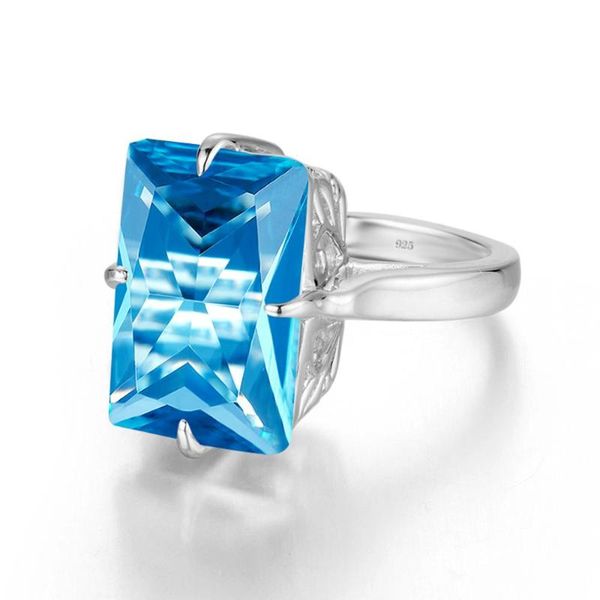 

cluster rings fashion jewelry real silver 925 natural blue z ethnic female bridal sets luxury fine for women accessories, Golden;silver