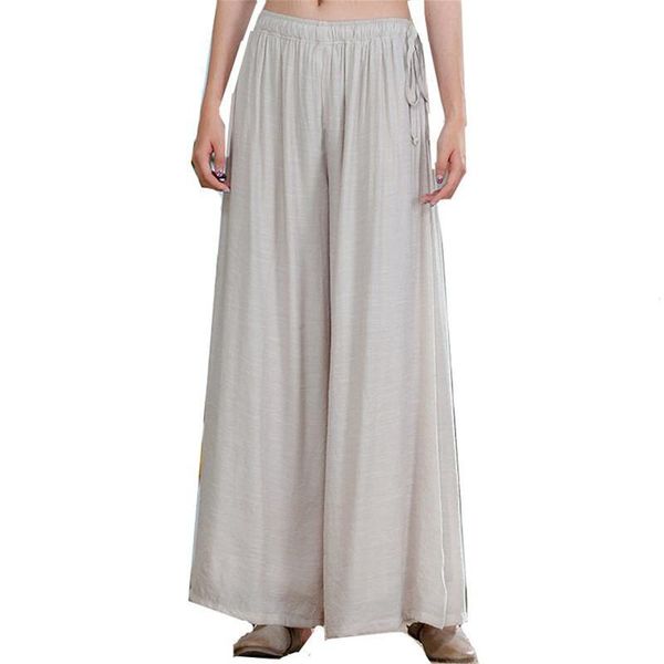 

women's pants & capris 2021 women summer high waist wide leg tie on side casual straight trousers solid cotton female, Black;white