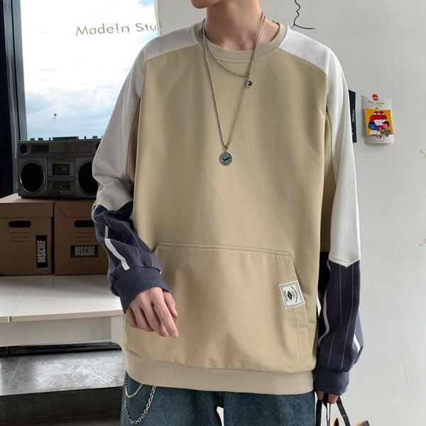 

men's hoodies & sweatshirts everland 2022 spring and autumn men contrast color fashion style loose student handsome clothes, Black