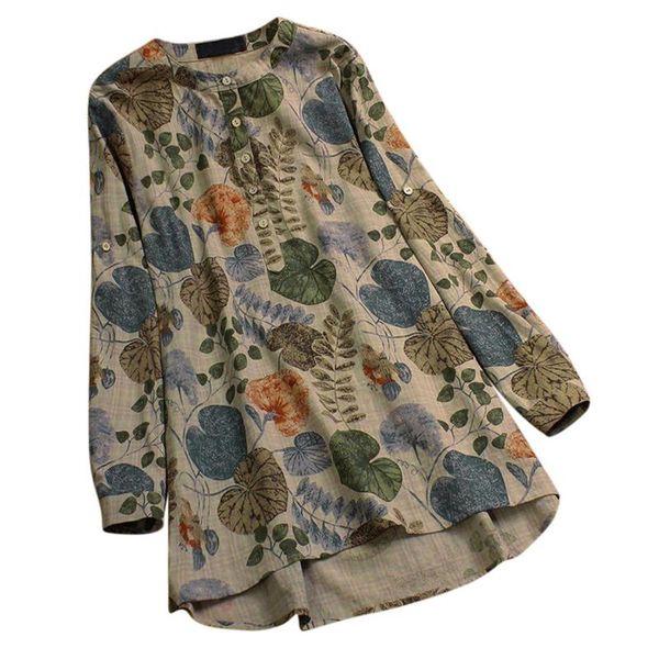 

women's t-shirt fashion shirts flower print casual long sleeve o neck cotton buttons t oversized shirt verano mujer #y, White