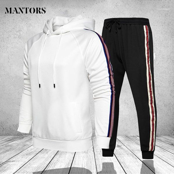 

men's tracksuits men tracksuit striped hoodies set male causal two pieces track suit hip hop sweatshirt + sweatpants mens sportswear st, Gray