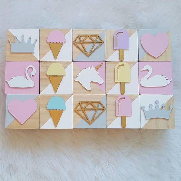 

nordic nursery decoration wooden cubes 6cm ornaments blocks craft for kids children girl boy room decorative objects & figurines
