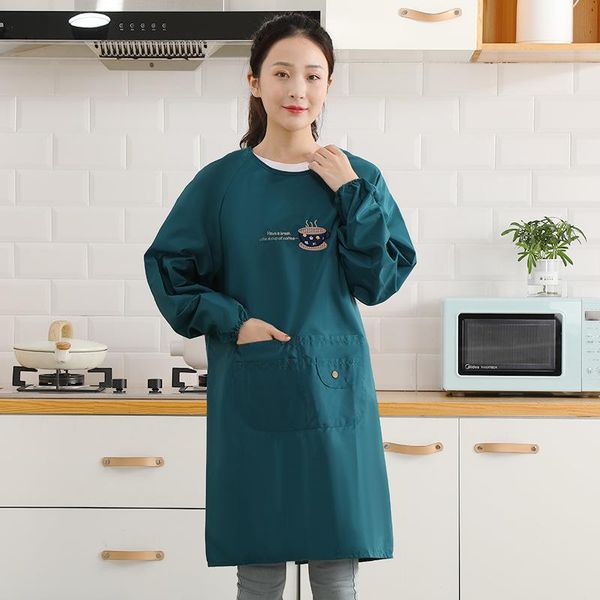 

aprons apron waterproof smock women's solid anti oil lace up long sleeve overalls
