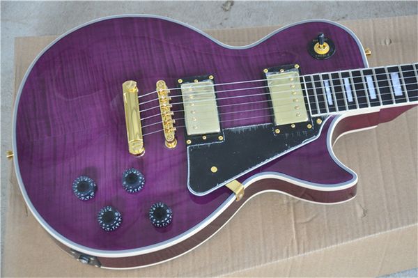 

purple lp guitar extreme extreme electric guitar flame maple, gold hardware, real p exhibition