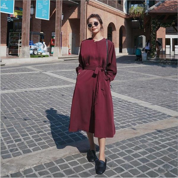 

casual dresses french vintage dress women 2021 spring korean loose closure street slim elegant midi, Black;gray