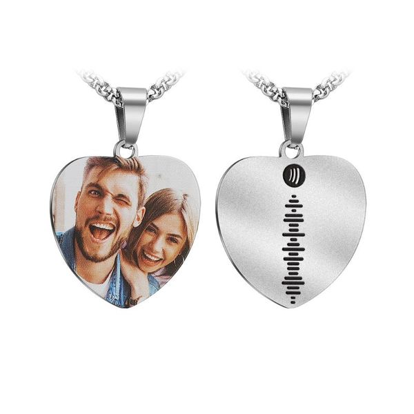 

pendant necklaces polishedplus personality custom po music spotify scan code hip-hop military army charm necklace fashion jewelry gifts, Silver