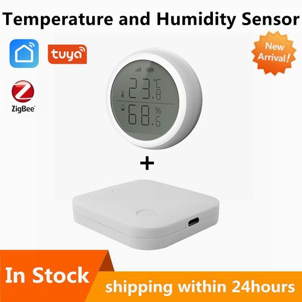 

smart home control tuya zigbee temperature and humidity sensor with led screen works google assistant hub