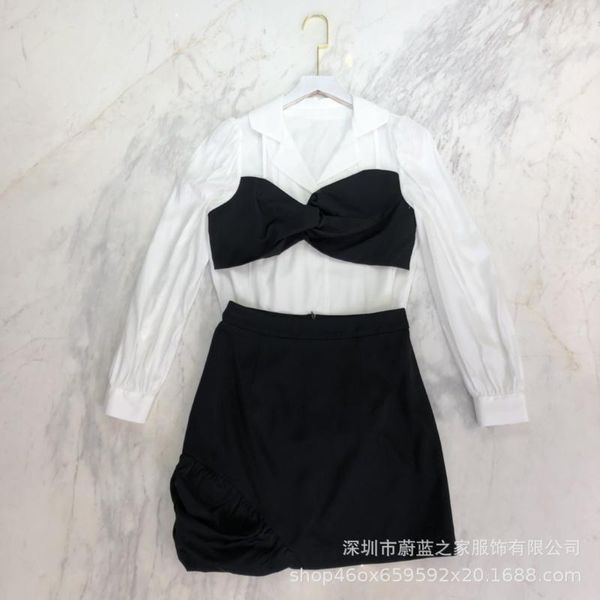 

women's tracksuits women shorts suit summer 2021 female blouse slim bud skirt set 2 pieces, Gray