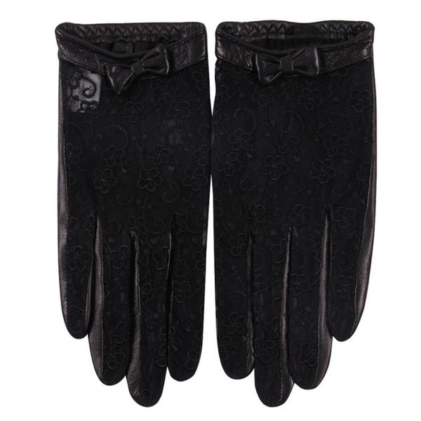 

fingerless gloves spring and autumn fashion women' leather driving sheepskin thin winter lace touch screen l17015-5, Blue;gray