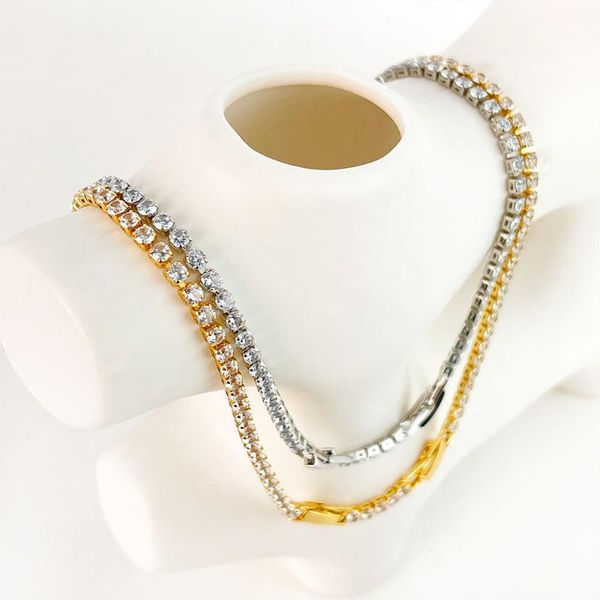 

pendant necklaces statement elegant full zircon necklace for women stacking cooper tennis chain choker jewelry accessories, Silver